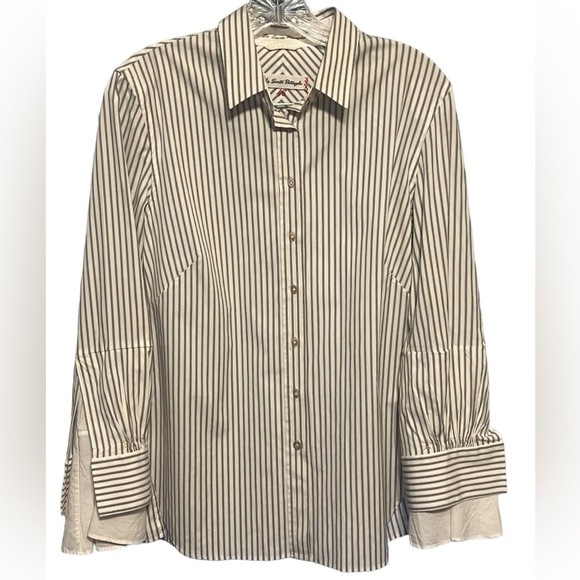 Le Sarte Pettegole stripped button down shirt statement sleeves Made in Italy - Picture 1 of 12